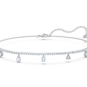 Swarovski Silver choker Necklace with Crystal Charms